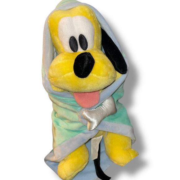Disney Babies Pluto Plush Dog Swaddle Bone Blanket Hoodie Embroidered Eyes 11'' - Picture 2 of 12